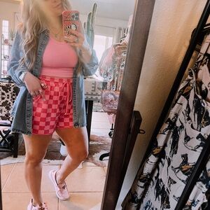 Pink Checkered Shorts
